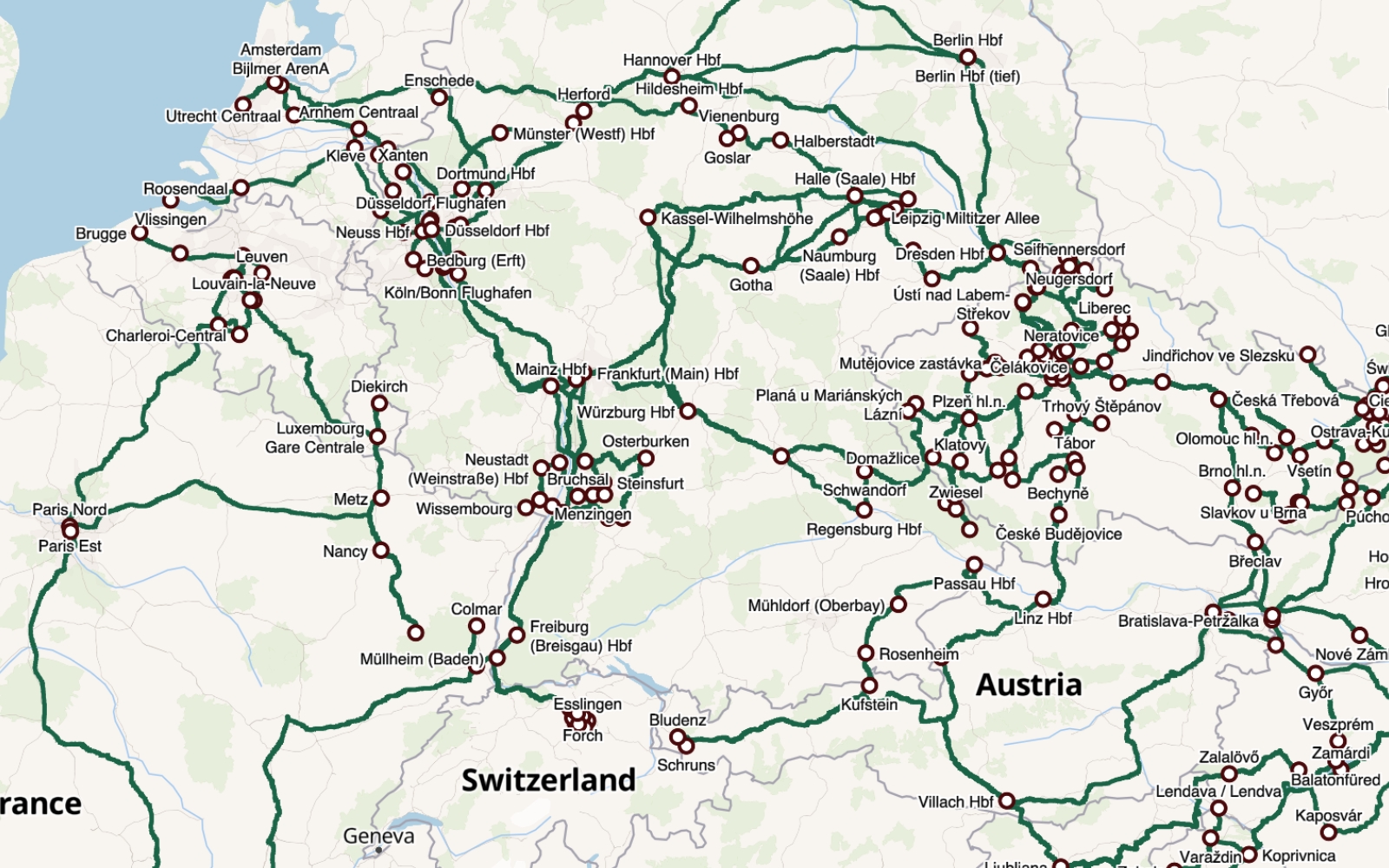 Your train journeys drawn on the viaduct map